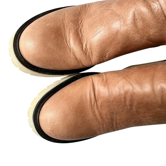 Free People leather strappy cutout ankle boot Jesse tan lug sole beige camel 37 - Picture 5 of 16